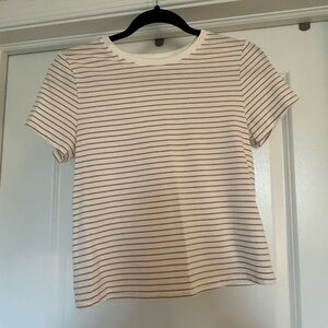 Old Navy Cream and Brown Striped Tee